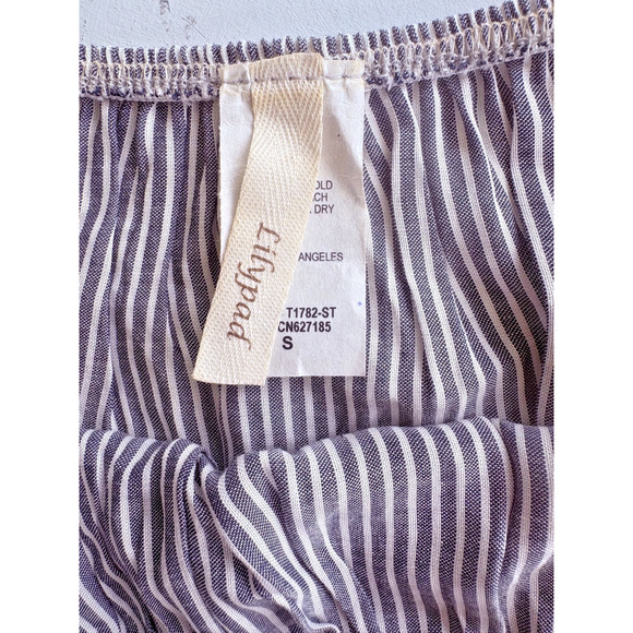 Lilypad Womens Grey Stripe Small Tunic Blouse Floral Embroidered Coastal Boho - Picture 2 of 6